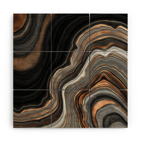 UtArt Elegant black marble with gold Wood Wall Mural