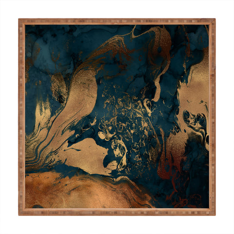 UtArt Emerald Indigo And Copper Glam Square Tray