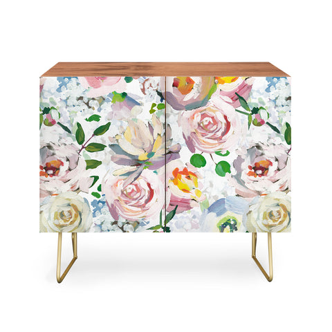 UtArt Hand Drawn Vintage Spring Claude Monet Botanical Flower Garden Credenza