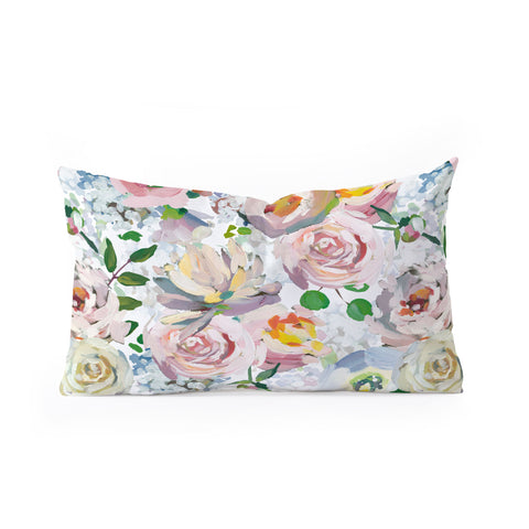 UtArt Hand Drawn Vintage Spring Claude Monet Botanical Flower Garden Oblong Throw Pillow