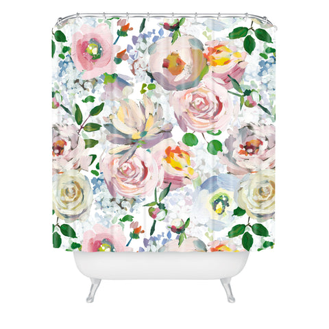 UtArt Hand Drawn Vintage Spring Claude Monet Botanical Flower Garden Shower Curtain