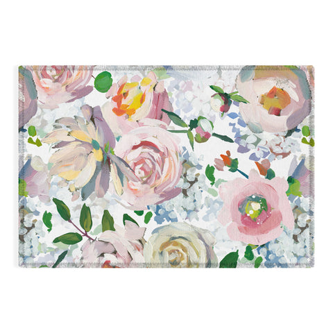 UtArt Hand Drawn Vintage Spring Claude Monet Botanical Flower Garden Outdoor Rug