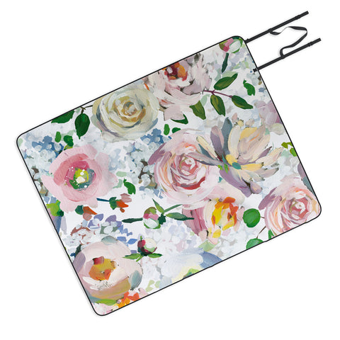UtArt Hand Drawn Vintage Spring Claude Monet Botanical Flower Garden Picnic Blanket