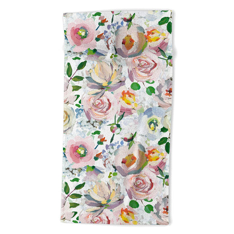 UtArt Hand Drawn Vintage Spring Claude Monet Botanical Flower Garden Beach Towel