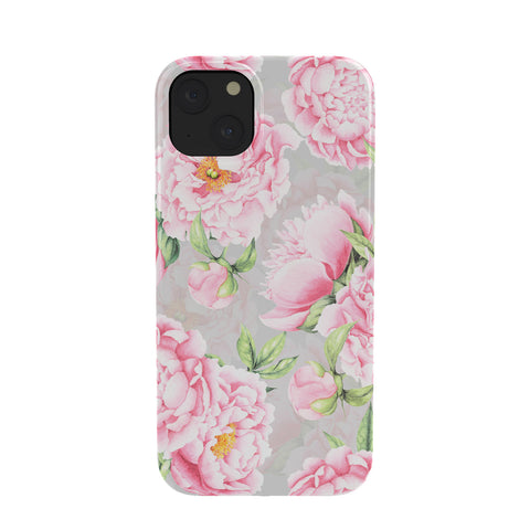 UtArt Hygge Blush Pink Peonies Pattern on Gray Phone Case