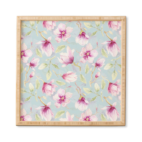 UtArt Hygge Hand Painted Watercolor Magnolia Blossoms Framed Wall Art