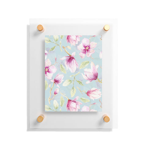 UtArt Hygge Hand Painted Watercolor Magnolia Blossoms Floating Acrylic Print