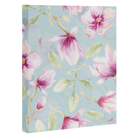 UtArt Hygge Hand Painted Watercolor Magnolia Blossoms Art Canvas