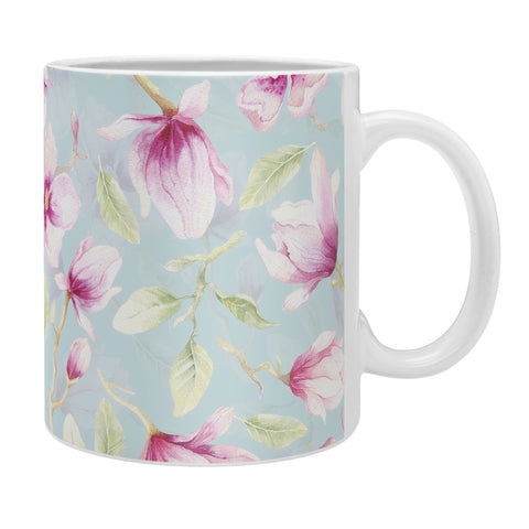 UtArt Hygge Hand Painted Watercolor Magnolia Blossoms Coffee Mug