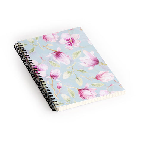 UtArt Hygge Hand Painted Watercolor Magnolia Blossoms Spiral Notebook