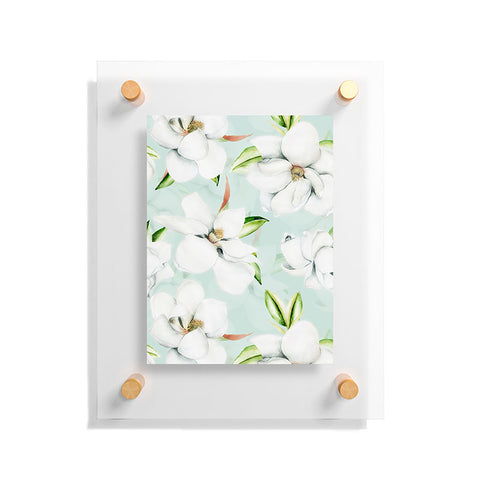 UtArt Hygge Magnolia Watercolor Pastel Flowers Floating Acrylic Print
