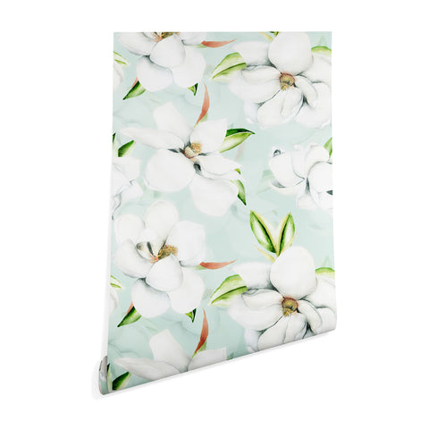 UtArt Hygge Magnolia Watercolor Pastel Flowers Wallpaper