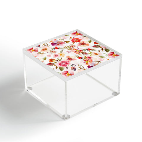 UtArt Hygge Watercolor Midsummer Dogroses Pattern Acrylic Box