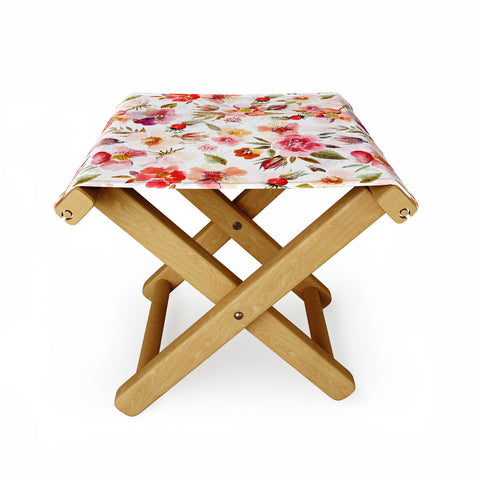 UtArt Hygge Watercolor Midsummer Dogroses Pattern Folding Stool