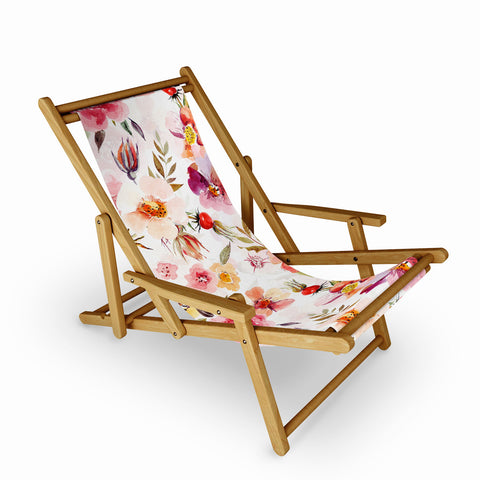 UtArt Hygge Watercolor Midsummer Dogroses Pattern Sling Chair