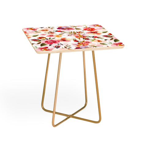 UtArt Hygge Watercolor Midsummer Dogroses Pattern Side Table
