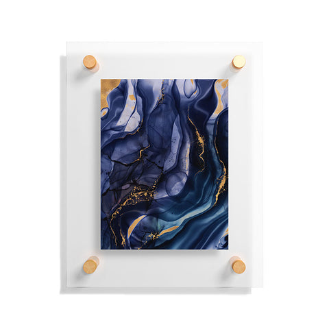 UtArt Midnight Dark Blue Marble Alcohol Ink Marble Art Flashes Floating Acrylic Print