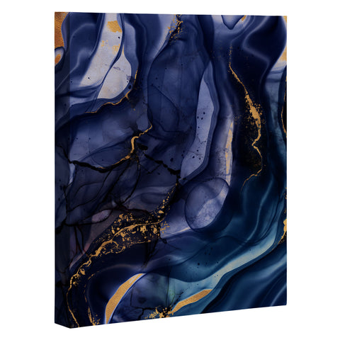 UtArt Midnight Dark Blue Marble Alcohol Ink Marble Art Flashes Art Canvas