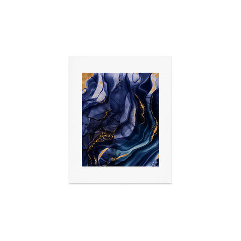 UtArt Midnight Dark Blue Marble Alcohol Ink Marble Art Flashes Art Print