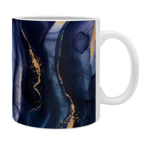 UtArt Midnight Dark Blue Marble Alcohol Ink Marble Art Flashes Coffee Mug
