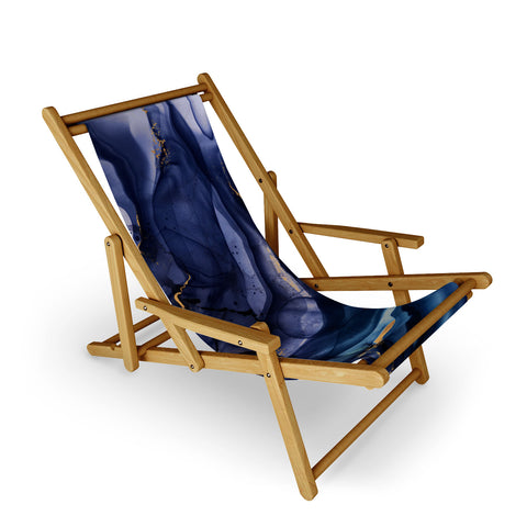 UtArt Midnight Dark Blue Marble Alcohol Ink Marble Art Flashes Sling Chair