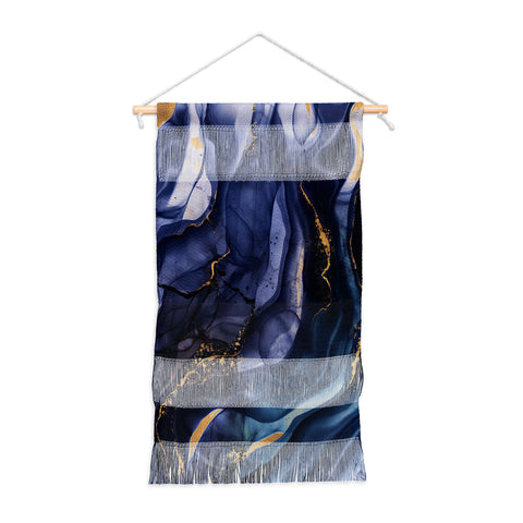 UtArt Midnight Dark Blue Marble Alcohol Ink Marble Art Flashes Wall Hanging Portrait