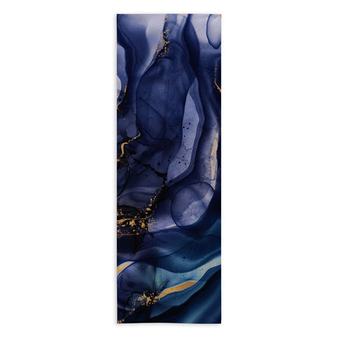 UtArt Midnight Dark Blue Marble Alcohol Ink Marble Art Flashes Yoga Towel