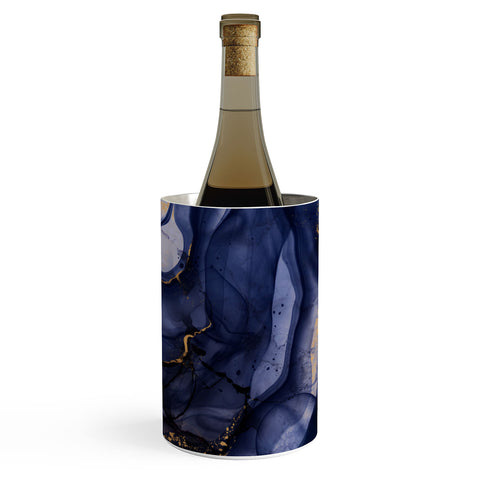 UtArt Midnight Dark Blue Marble Alcohol Ink Marble Art Flashes Wine Chiller