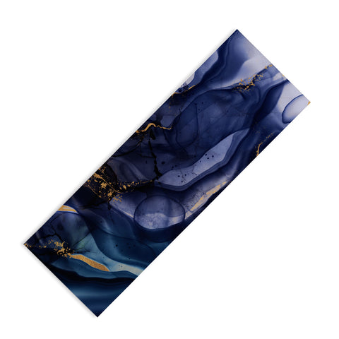UtArt Midnight Dark Blue Marble Alcohol Ink Marble Art Flashes Yoga Mat