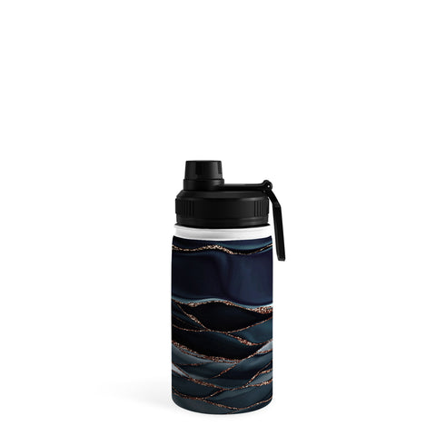 UtArt Midnight Marble Deep Ocean Waves Water Bottle