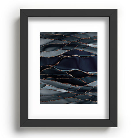 UtArt Midnight Marble Deep Ocean Waves Recessed Framing Rectangle