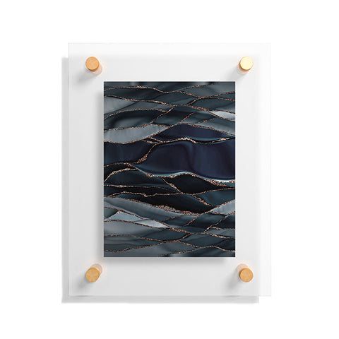 UtArt Midnight Marble Deep Ocean Waves Floating Acrylic Print