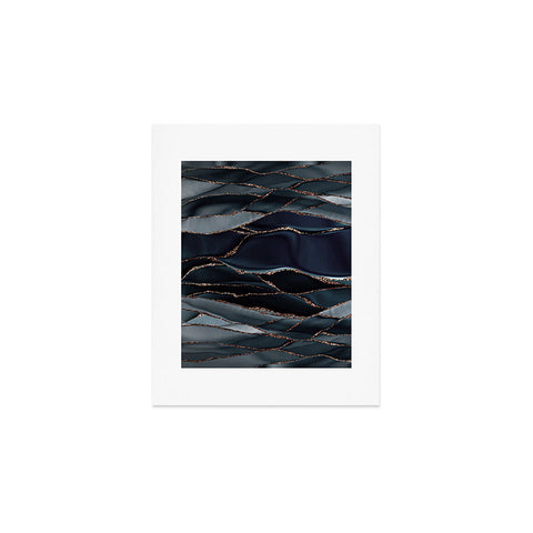UtArt Midnight Marble Deep Ocean Waves Art Print