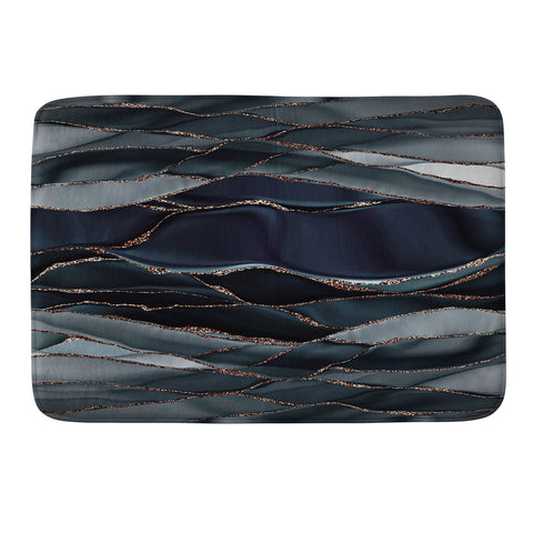 UtArt Midnight Marble Deep Ocean Waves Memory Foam Bath Mat