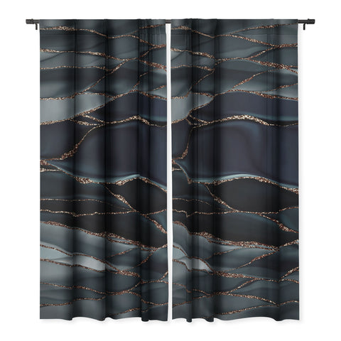 UtArt Midnight Marble Deep Ocean Waves Blackout Non Repeat