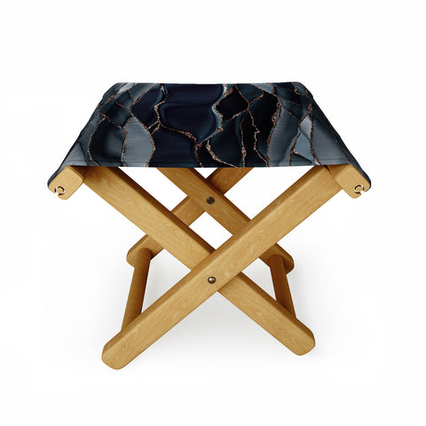UtArt Midnight Marble Deep Ocean Waves Folding Stool