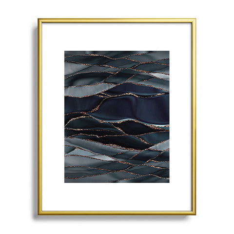 UtArt Midnight Marble Deep Ocean Waves Metal Framed Art Print