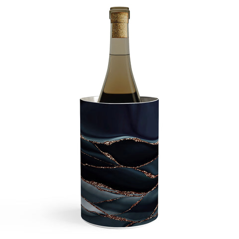 UtArt Midnight Marble Deep Ocean Waves Wine Chiller