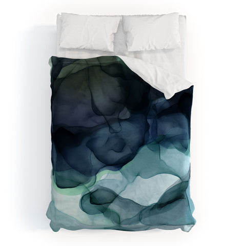 UtArt Night Blue Flowing Art Duvet Cover