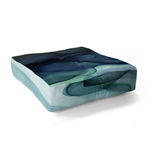 UtArt Night Blue Flowing Art Floor Pillow Square