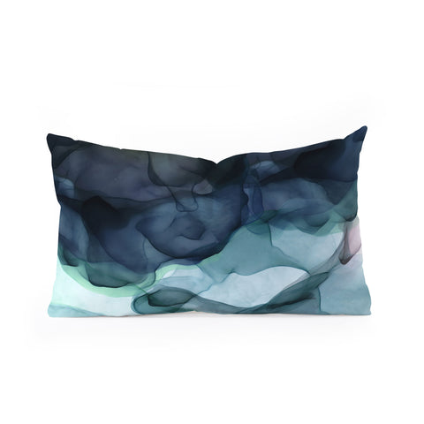 UtArt Night Blue Flowing Art Oblong Throw Pillow
