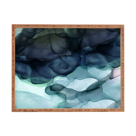 UtArt Night Blue Flowing Art Rectangular Tray