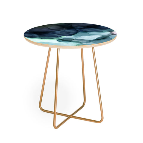 UtArt Night Blue Flowing Art Round Side Table