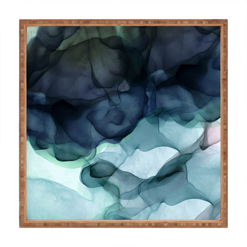 UtArt Night Blue Flowing Art Square Tray