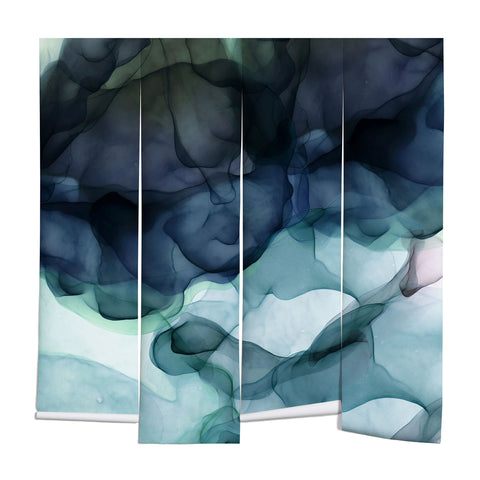 UtArt Night Blue Flowing Art Wall Mural