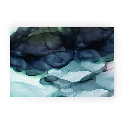 UtArt Night Blue Flowing Art Welcome Mat