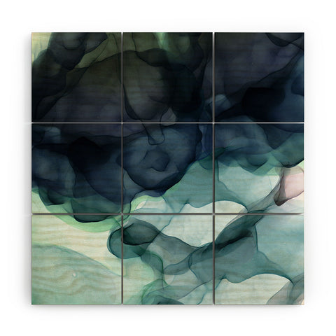 UtArt Night Blue Flowing Art Wood Wall Mural