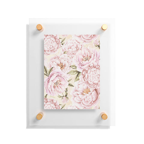 UtArt Pastel Blush Pink Spring Watercolor Peony Flowers Pattern Floating Acrylic Print