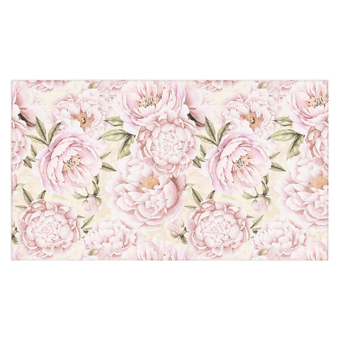 UtArt Pastel Blush Pink Spring Watercolor Peony Flowers Pattern Tablecloth