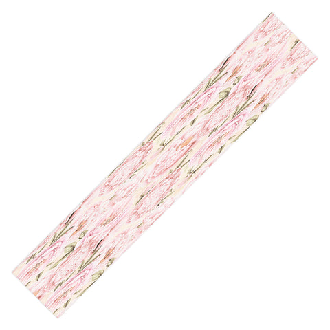 UtArt Pastel Blush Pink Spring Watercolor Peony Flowers Pattern Table Runner